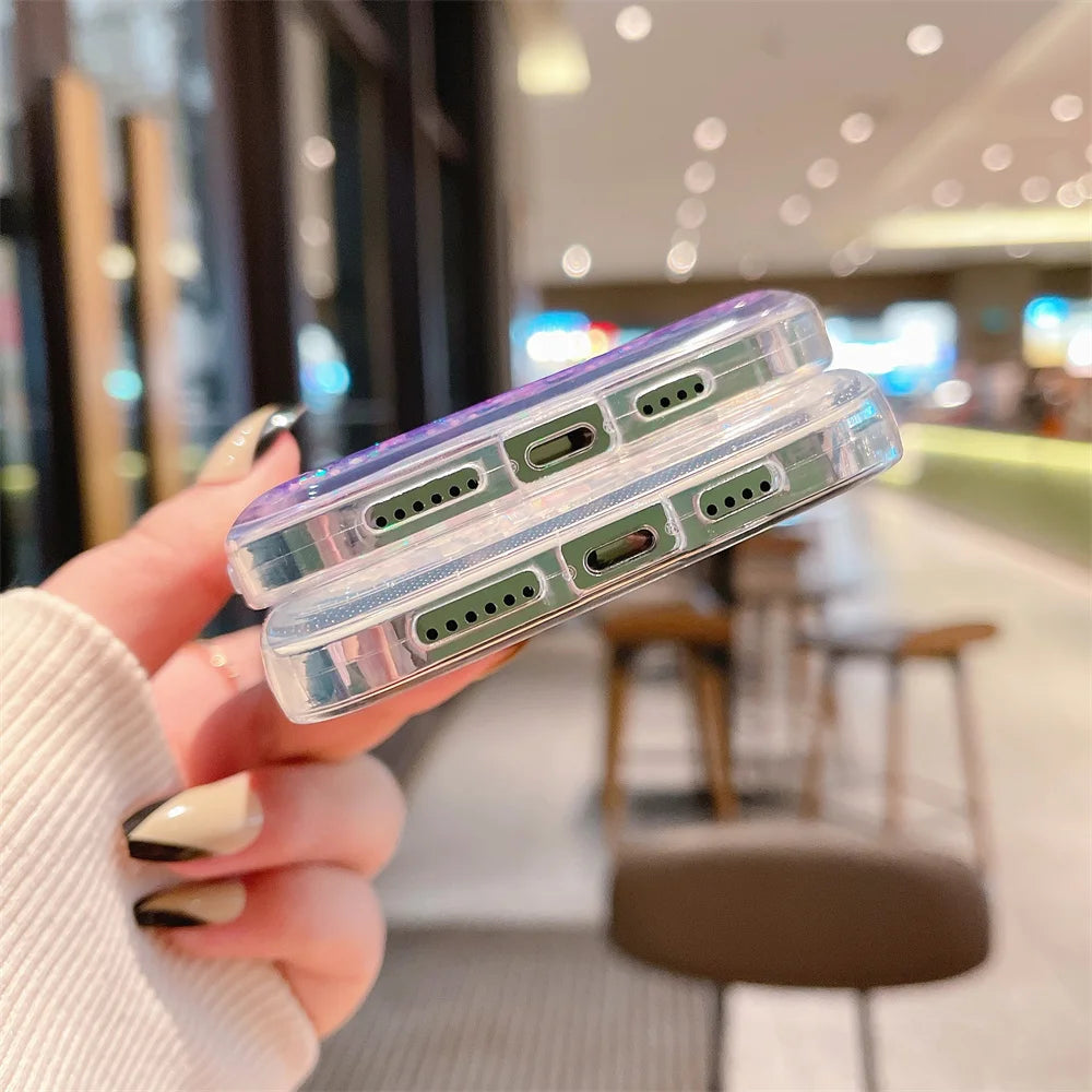 Luxury Love Heart Liquid Glitter Case For iPhone 16 15 13 Mini 14 12 11 Pro XS Max XR X 8 7 Plus Quicksand Clear Bumper Cover