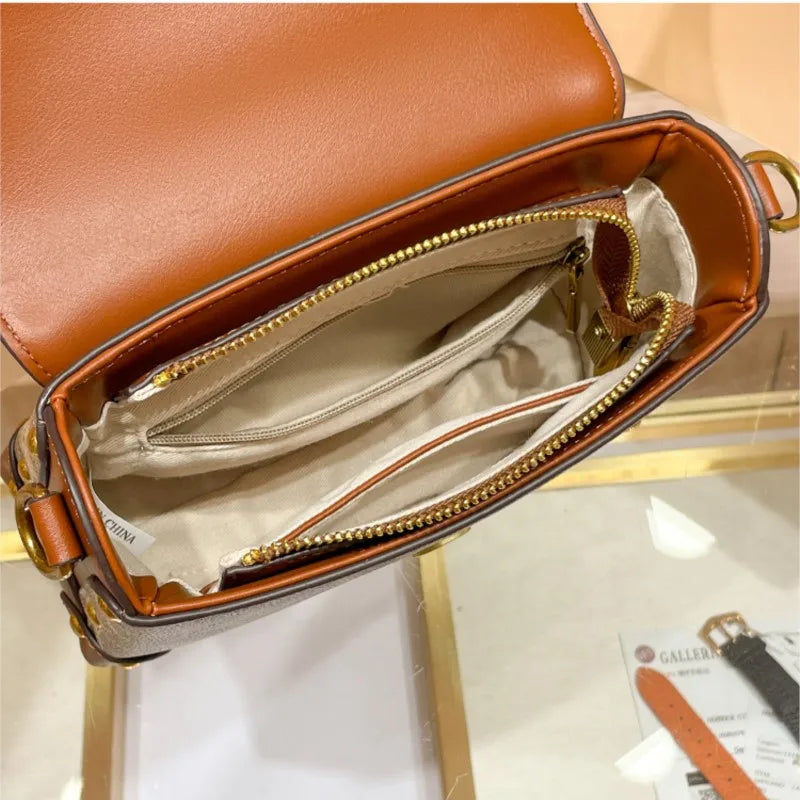 New Minimalist Fashionable Small Handbag Contrasting Color Women's High-End Carriage Crossbody Bag