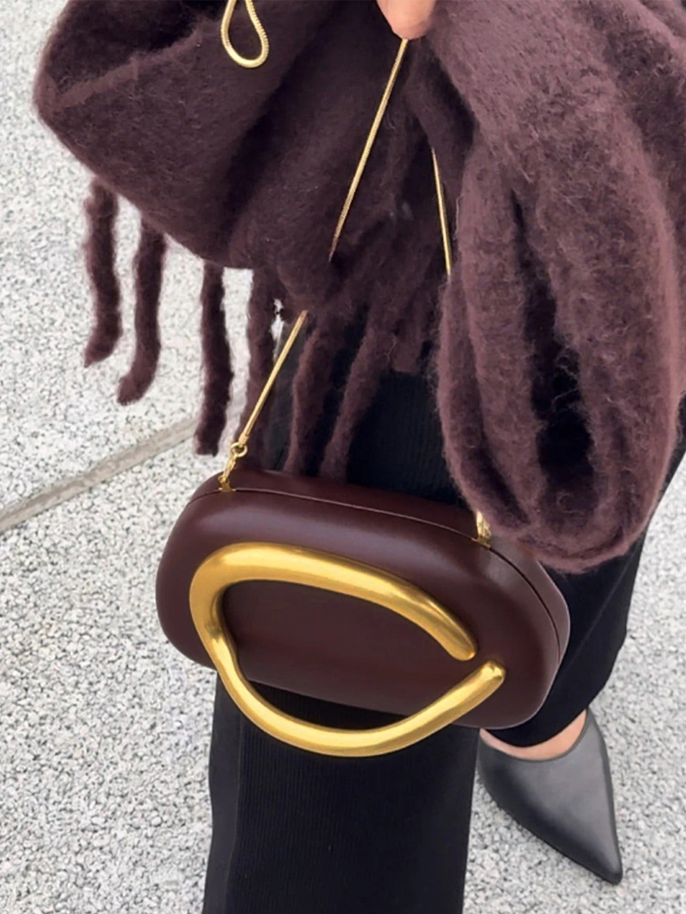 Gold Metal Closure Clutch Fashion Design Women's Wedding Party Crossbody Handbag Classic All-match