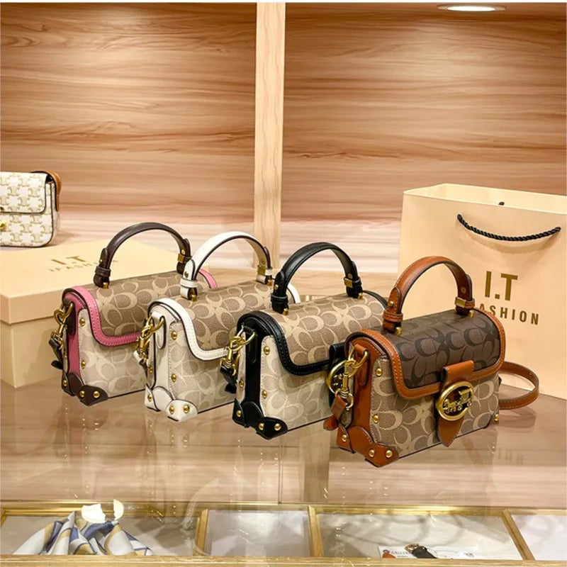 New Minimalist Fashionable Small Handbag Contrasting Color Women's High-End Carriage Crossbody Bag
