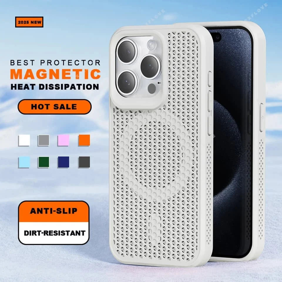 Luxury Matte Heat Dissipation Magnetic Phone Case for iPhone 16 E 15 14 Plus 13 12 11 Pro Max For Magsafe Shockproof Back Cover