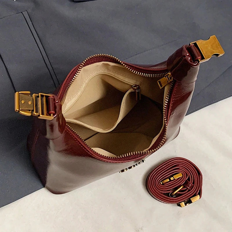 Vintage Classic Solid Color Handbag, Niche Design Fashionable Beautiful Crossbody Bag, Simple Exquisite Casual Bag