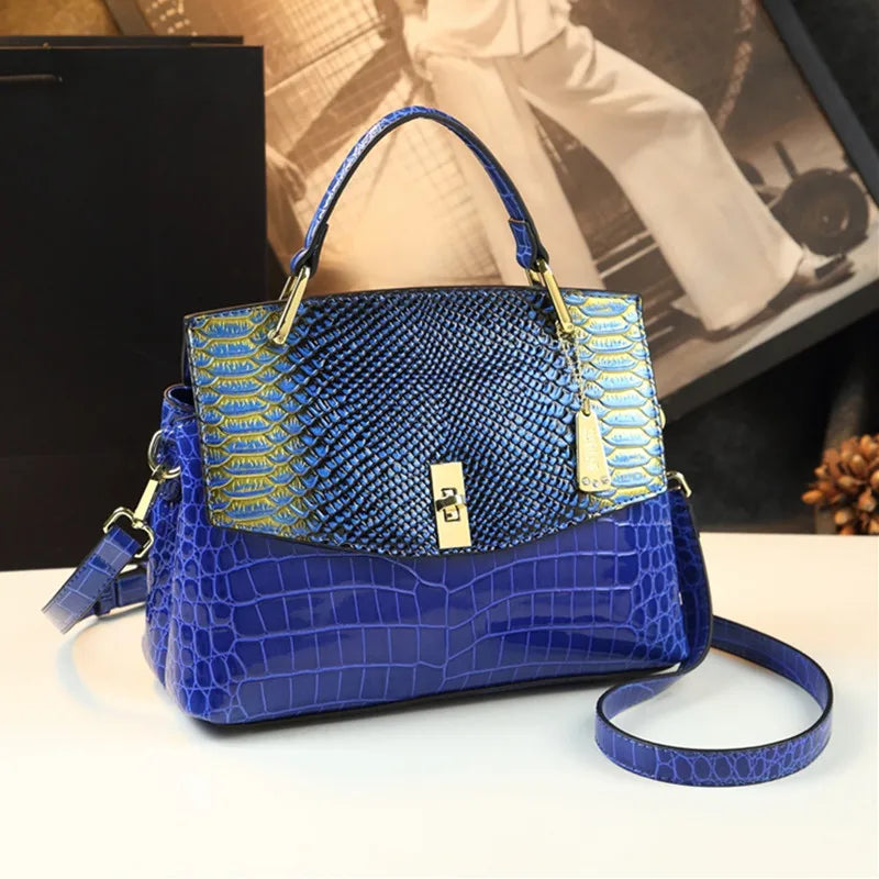 🐍NEW Genuine Leather Women's Bag 2023 Fashion Crossbody Elegant Mom Handbag Snake Pattern Shoulder Bag