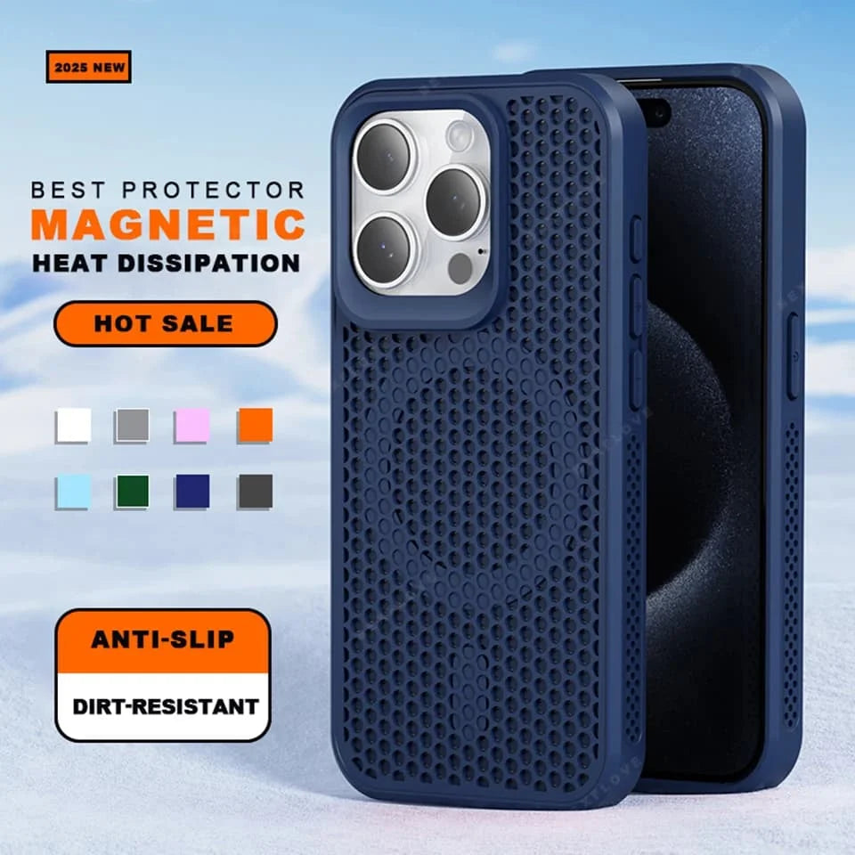 Luxury Matte Heat Dissipation Magnetic Phone Case for iPhone 16 E 15 14 Plus 13 12 11 Pro Max For Magsafe Shockproof Back Cover