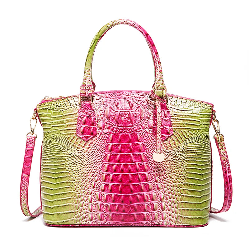 🐊 Ombre Crocodile Embossed Handbag Classic Style Crossbody Bag Women's Leather Satchel Purse