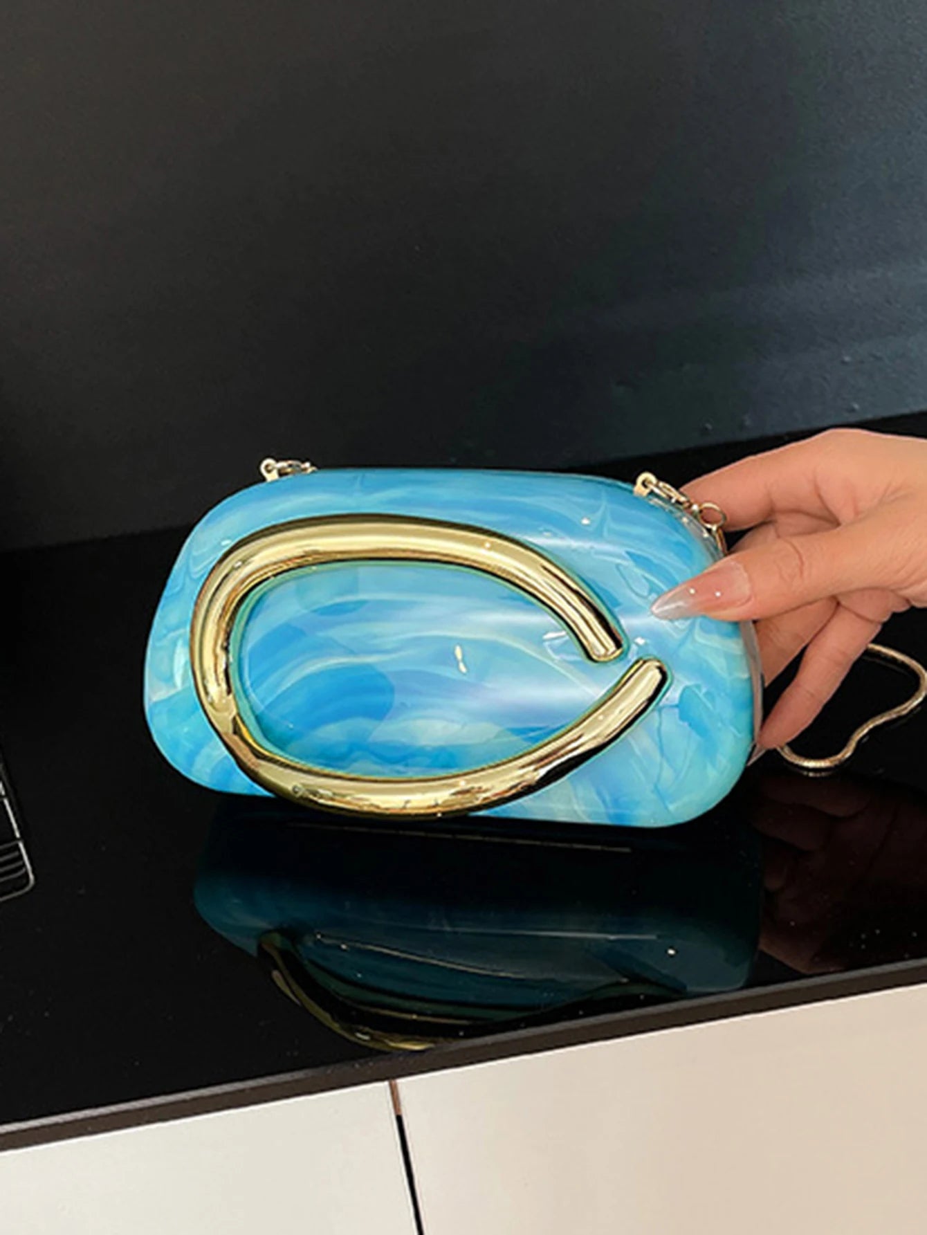 Women's Sealed Acrylic Clutch Fashion Dinner Wedding Party Handbag Elegant Luxury Crossbody Shoulder Bag