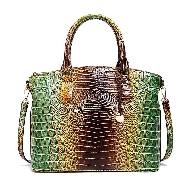 🐊 Ombre Crocodile Embossed Handbag Classic Style Crossbody Bag Women's Leather Satchel Purse