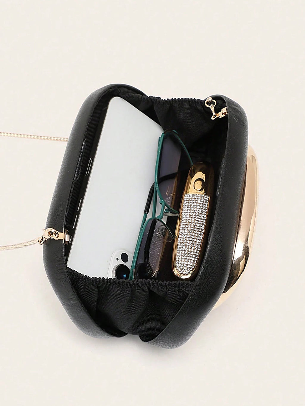 Gold Metal Closure Clutch Fashion Design Women's Wedding Party Crossbody Handbag Classic All-match