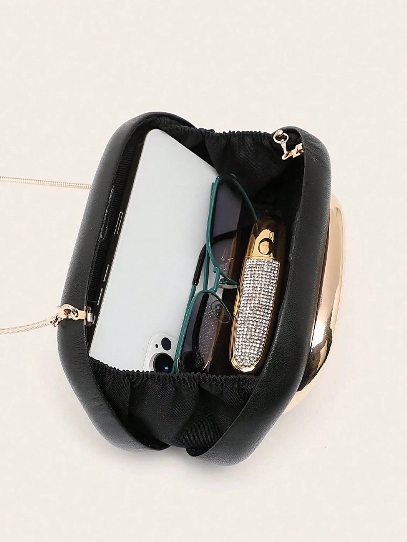 Gold Metal Closure Clutch Fashion Design Women's Wedding Party Crossbody Handbag Classic All-match