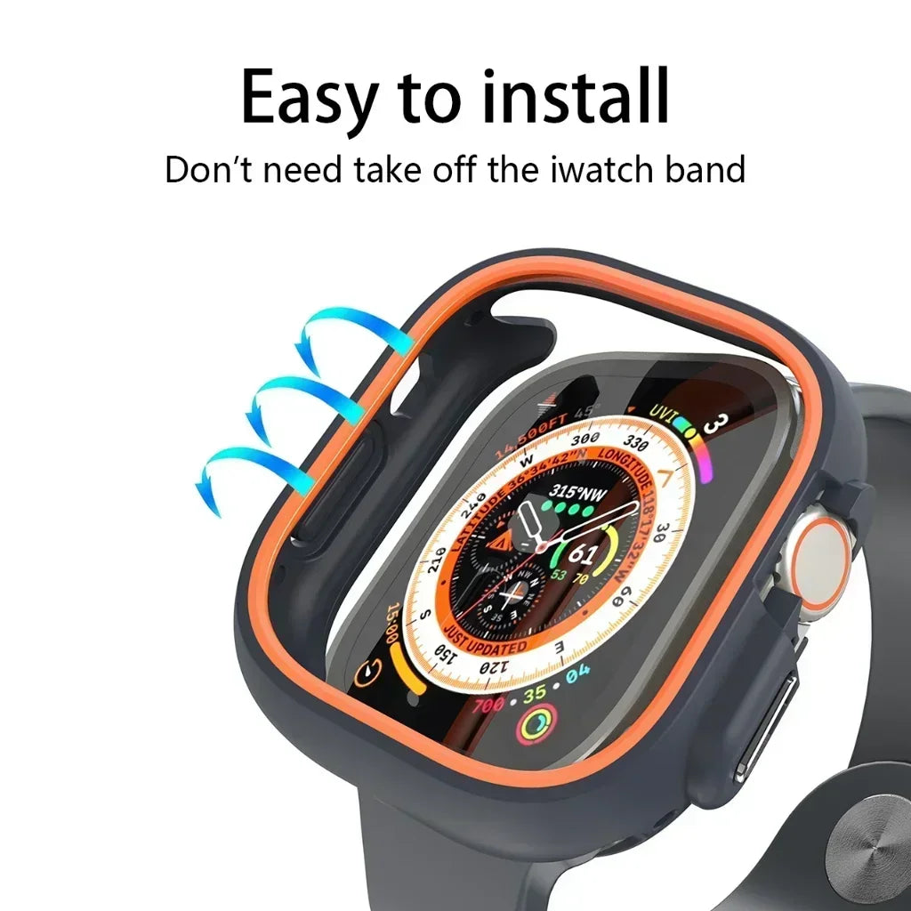 TPU Case+Silicone Strap For Apple Watch Band ultra 49mm 42mm 38mm Sport Band For Iwatch series9 8 7 6 SE 5 4 45mm 44mm 40mm 41mm