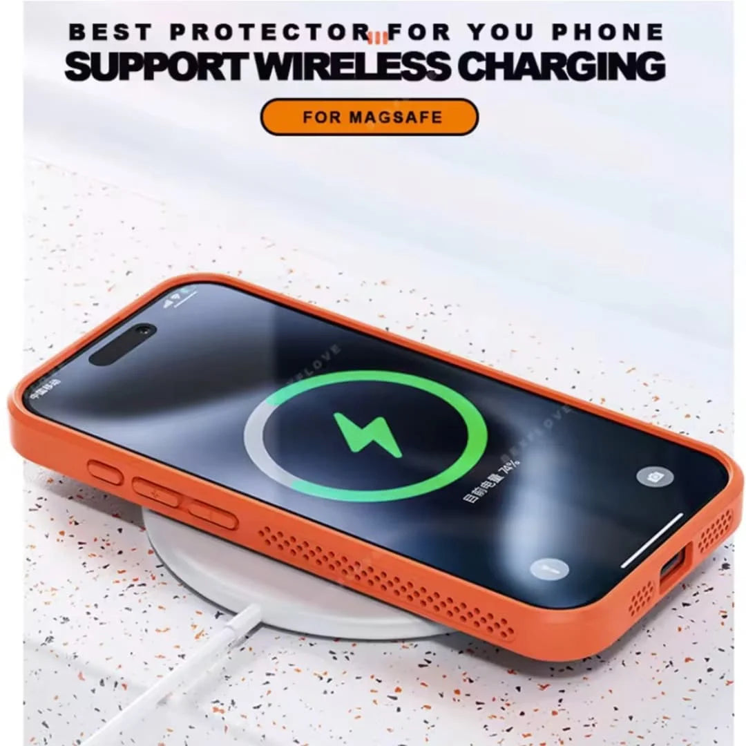 Luxury Matte Heat Dissipation Magnetic Phone Case for iPhone 16 E 15 14 Plus 13 12 11 Pro Max For Magsafe Shockproof Back Cover