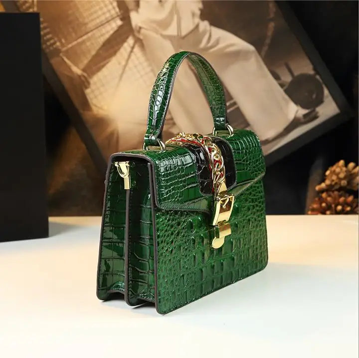 🐊 Luxury Fashion Women's Handbags Genuine Leather Shoulder Crossbody Crocodile Hard Square Portable Messenger Bags
