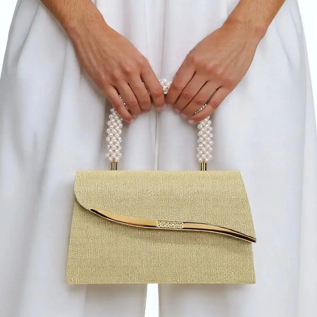 NEW Bucket Design Metal Pearl Glitter Women Evening Sequins Party Handbags Handle Wedding Banquet