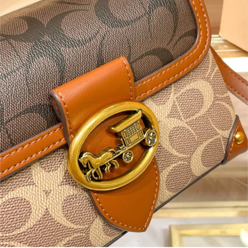New Minimalist Fashionable Small Handbag Contrasting Color Women's High-End Carriage Crossbody Bag