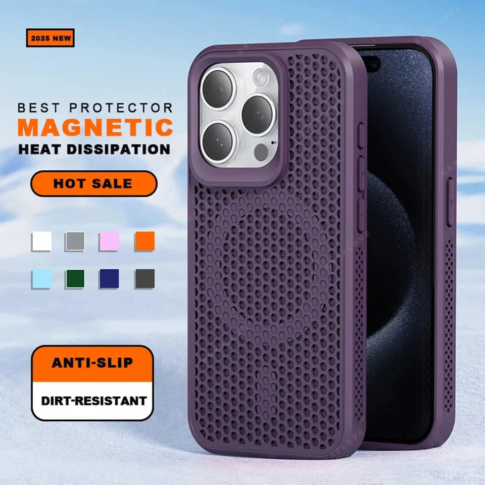 Luxury Matte Heat Dissipation Magnetic Phone Case for iPhone 16 E 15 14 Plus 13 12 11 Pro Max For Magsafe Shockproof Back Cover