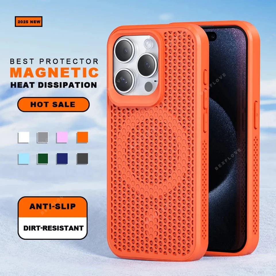 Luxury Matte Heat Dissipation Magnetic Phone Case for iPhone 16 E 15 14 Plus 13 12 11 Pro Max For Magsafe Shockproof Back Cover