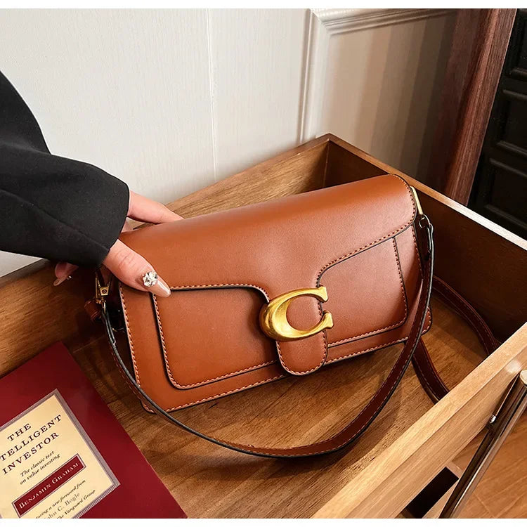 2025 New Women's Pure Color Simple Square Bag Multi-Layer Single Shoulder Bag Minimalist Style