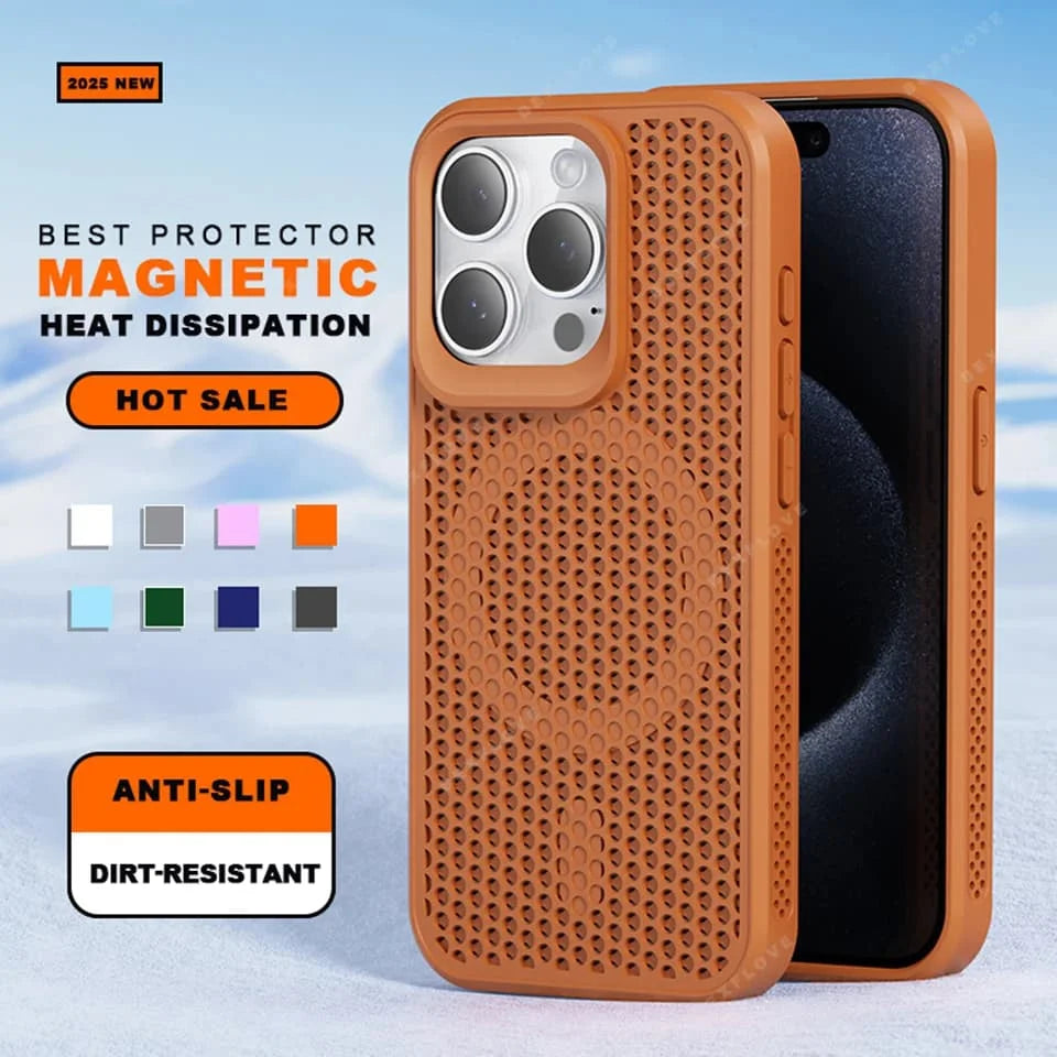 Luxury Matte Heat Dissipation Magnetic Phone Case for iPhone 16 E 15 14 Plus 13 12 11 Pro Max For Magsafe Shockproof Back Cover