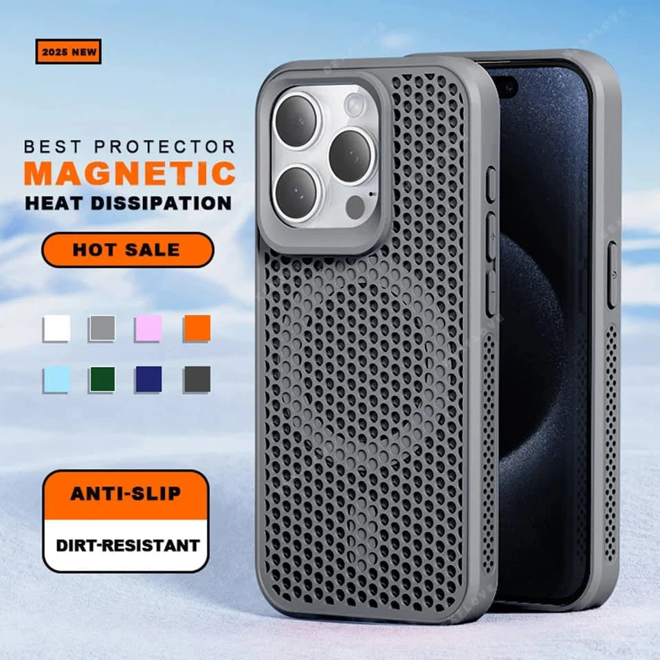 Luxury Matte Heat Dissipation Magnetic Phone Case for iPhone 16 E 15 14 Plus 13 12 11 Pro Max For Magsafe Shockproof Back Cover