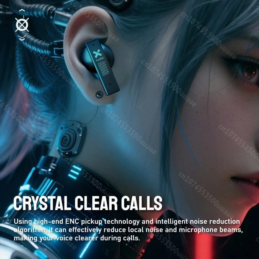 Zombie Cat -45dB ANC Bluetooth Earphone Deep Bass Active Noise Reduction Headphones Sport Bluetooth 5.4 Earbuds with Necklace