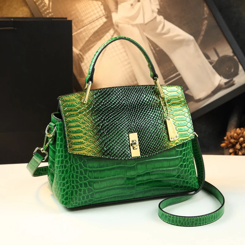 🐍NEW Genuine Leather Women's Bag 2023 Fashion Crossbody Elegant Mom Handbag Snake Pattern Shoulder Bag