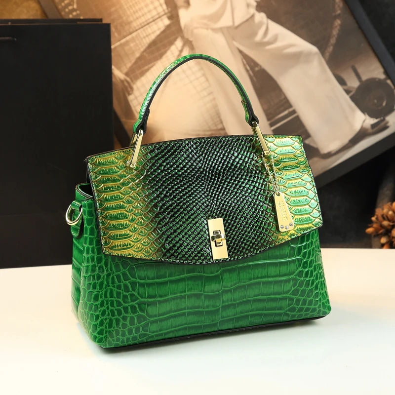 🐍NEW Genuine Leather Women's Bag 2023 Fashion Crossbody Elegant Mom Handbag Snake Pattern Shoulder Bag