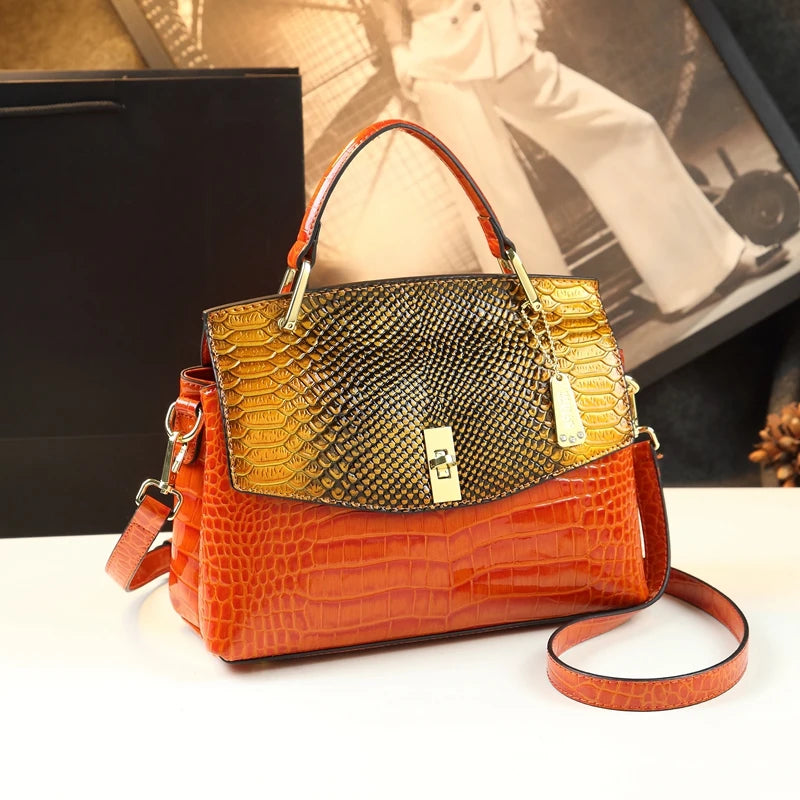 🐍NEW Genuine Leather Women's Bag 2023 Fashion Crossbody Elegant Mom Handbag Snake Pattern Shoulder Bag
