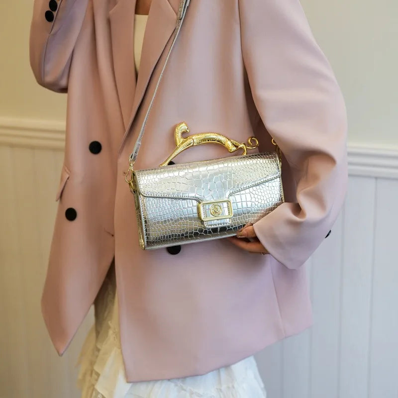 Female Shoulder Crossbody Bag Popular Handbags Fashion Lock Catch PU Purse Shoulder Bag