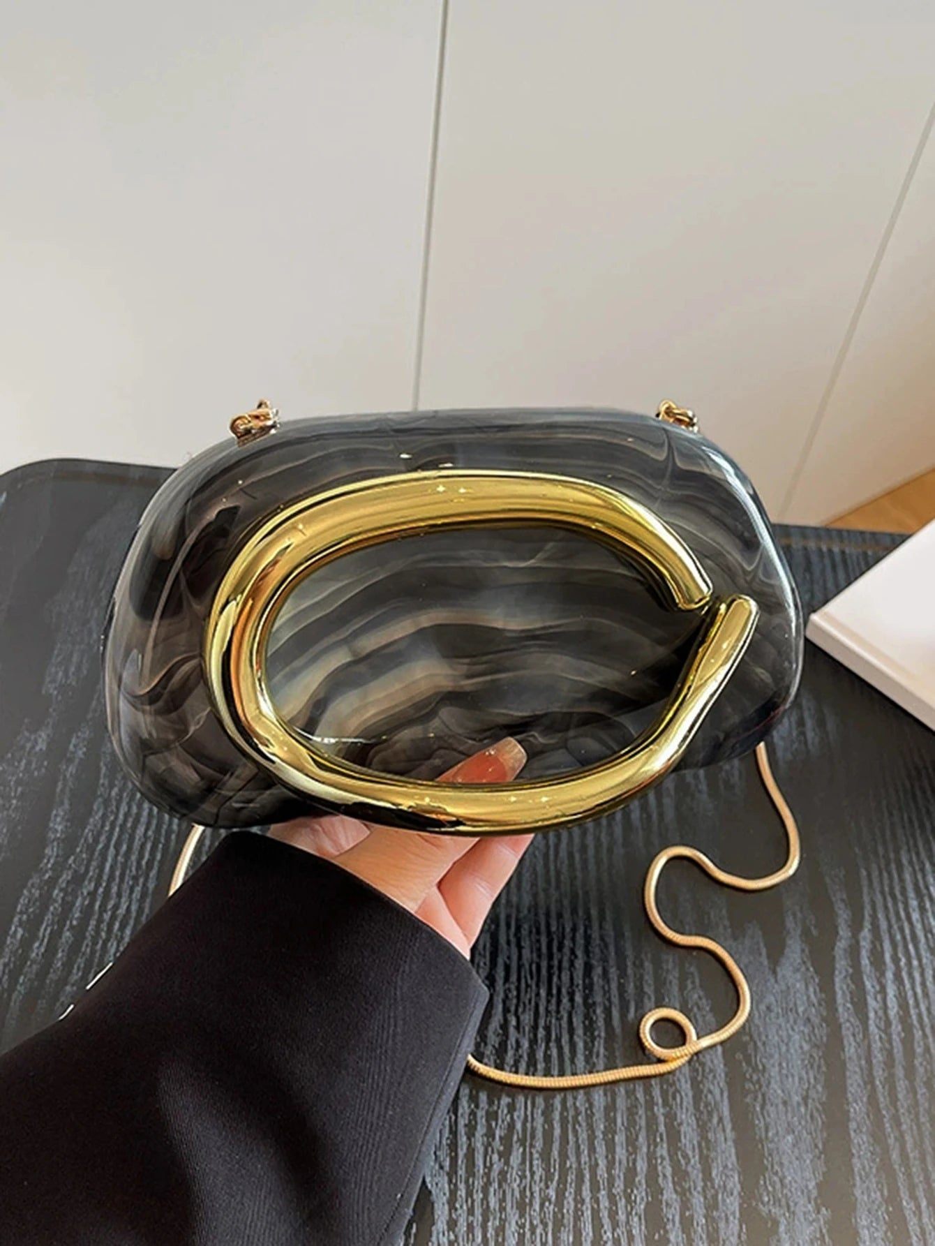 Women's Sealed Acrylic Clutch Fashion Dinner Wedding Party Handbag Elegant Luxury Crossbody Shoulder Bag