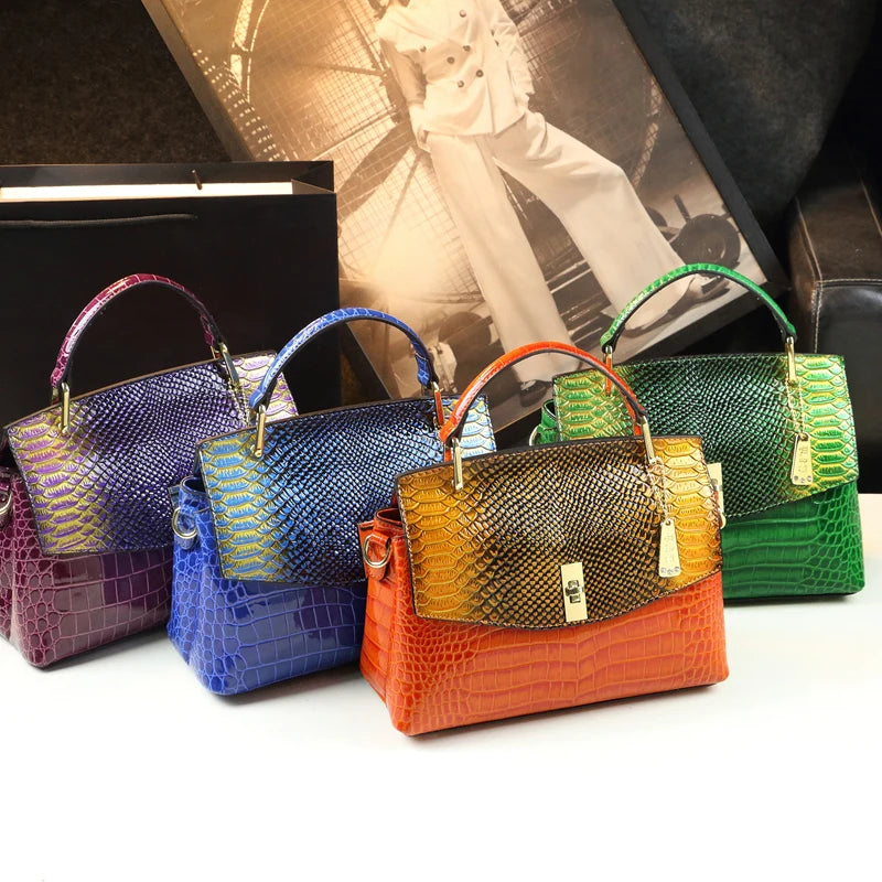 🐍NEW Genuine Leather Women's Bag 2023 Fashion Crossbody Elegant Mom Handbag Snake Pattern Shoulder Bag