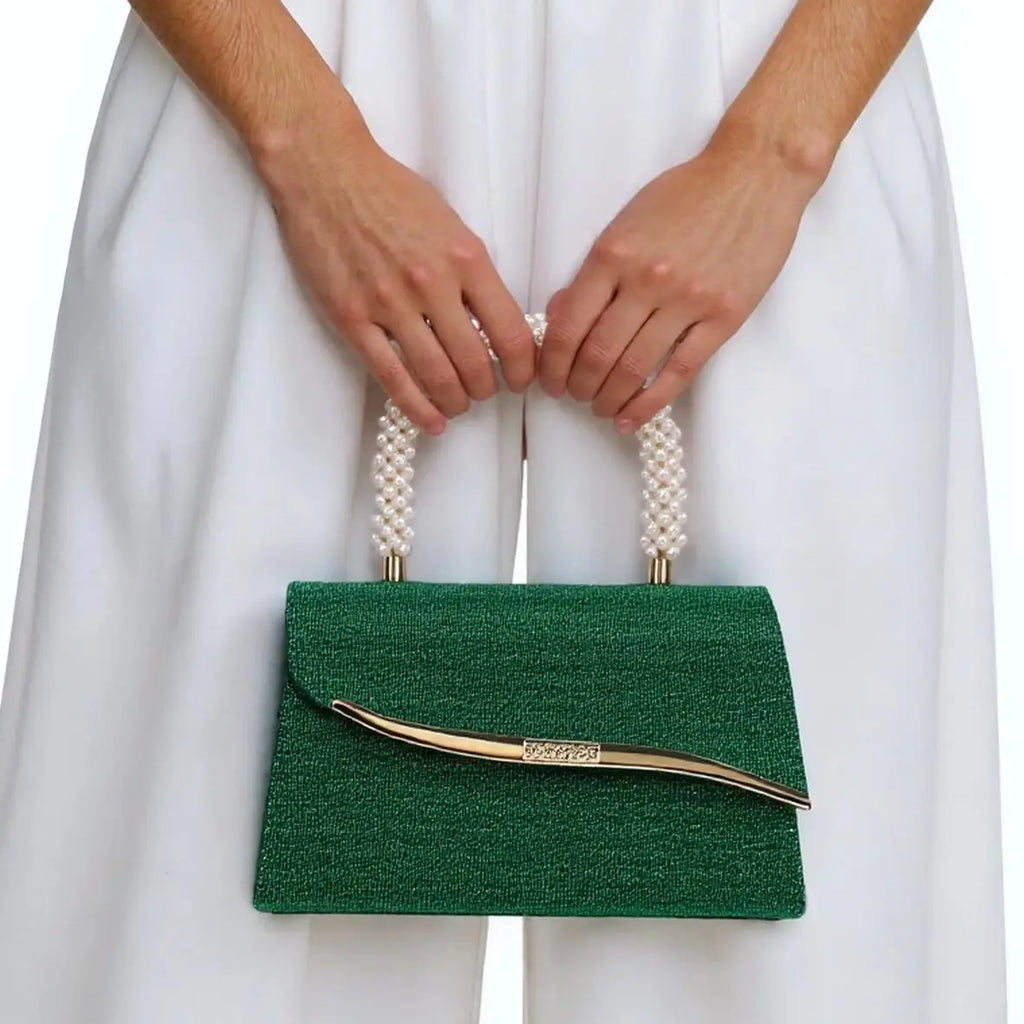 NEW Bucket Design Metal Pearl Glitter Women Evening Sequins Party Handbags Handle Wedding Banquet