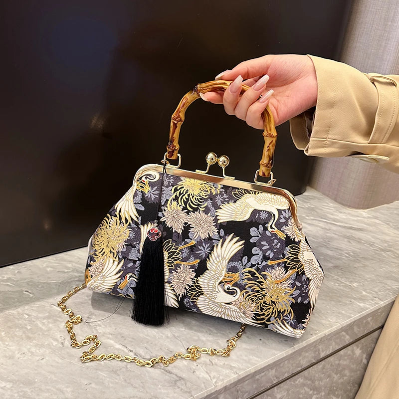 Luxury Purse Chain Shoulder Evening Clutch Bags For Women Party Rattan Handle Tote