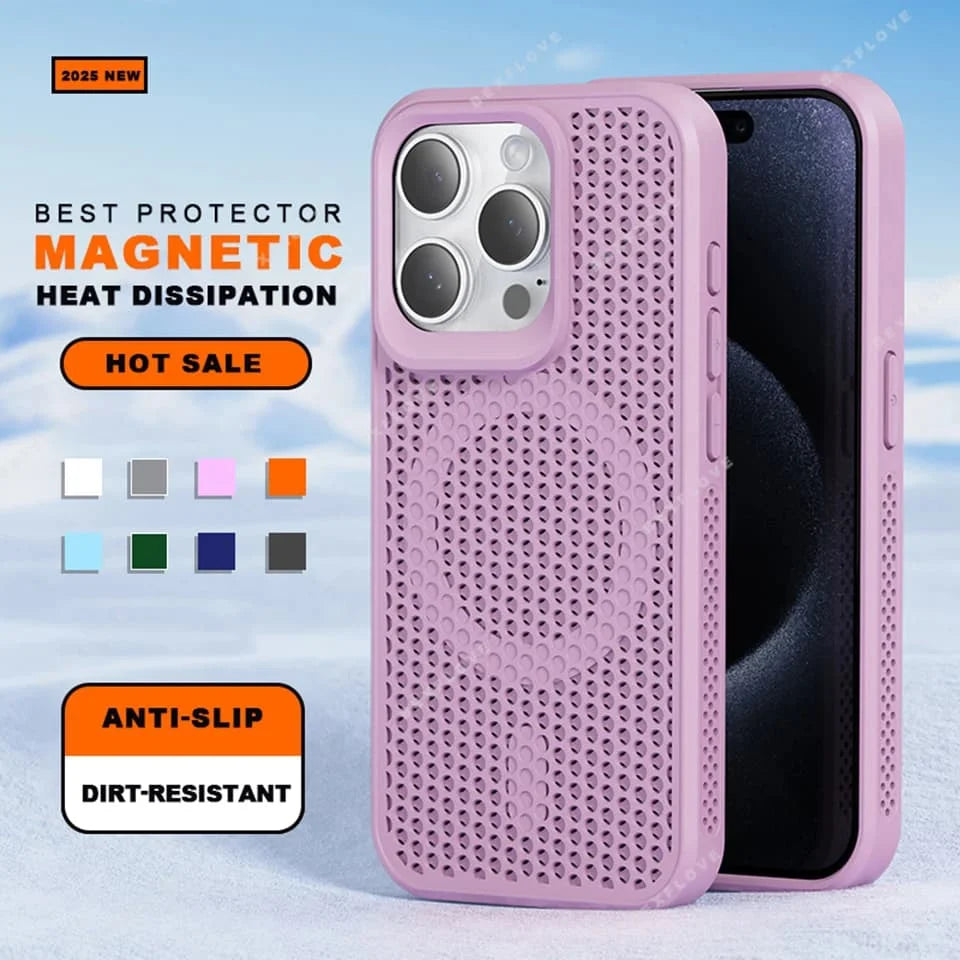 Luxury Matte Heat Dissipation Magnetic Phone Case for iPhone 16 E 15 14 Plus 13 12 11 Pro Max For Magsafe Shockproof Back Cover