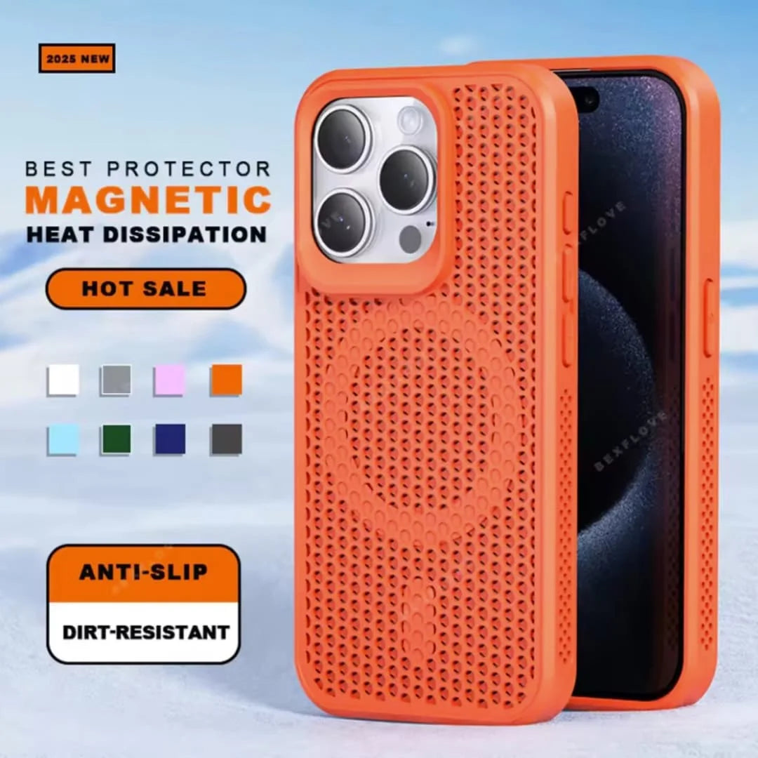 Luxury Matte Heat Dissipation Magnetic Phone Case for iPhone 16 E 15 14 Plus 13 12 11 Pro Max For Magsafe Shockproof Back Cover