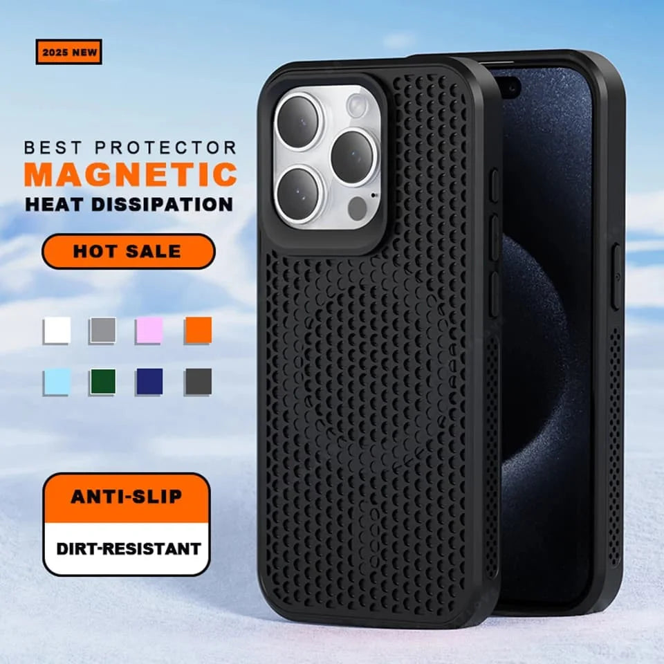 Luxury Matte Heat Dissipation Magnetic Phone Case for iPhone 16 E 15 14 Plus 13 12 11 Pro Max For Magsafe Shockproof Back Cover