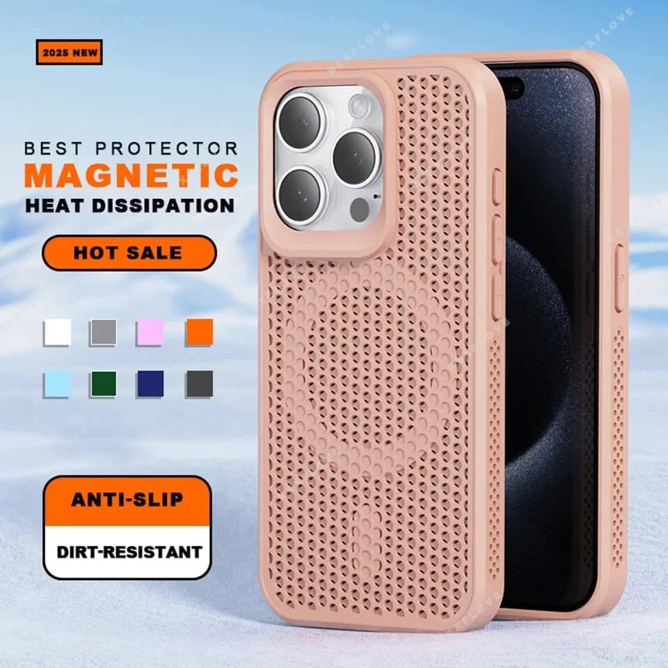 Luxury Matte Heat Dissipation Magnetic Phone Case for iPhone 16 E 15 14 Plus 13 12 11 Pro Max For Magsafe Shockproof Back Cover