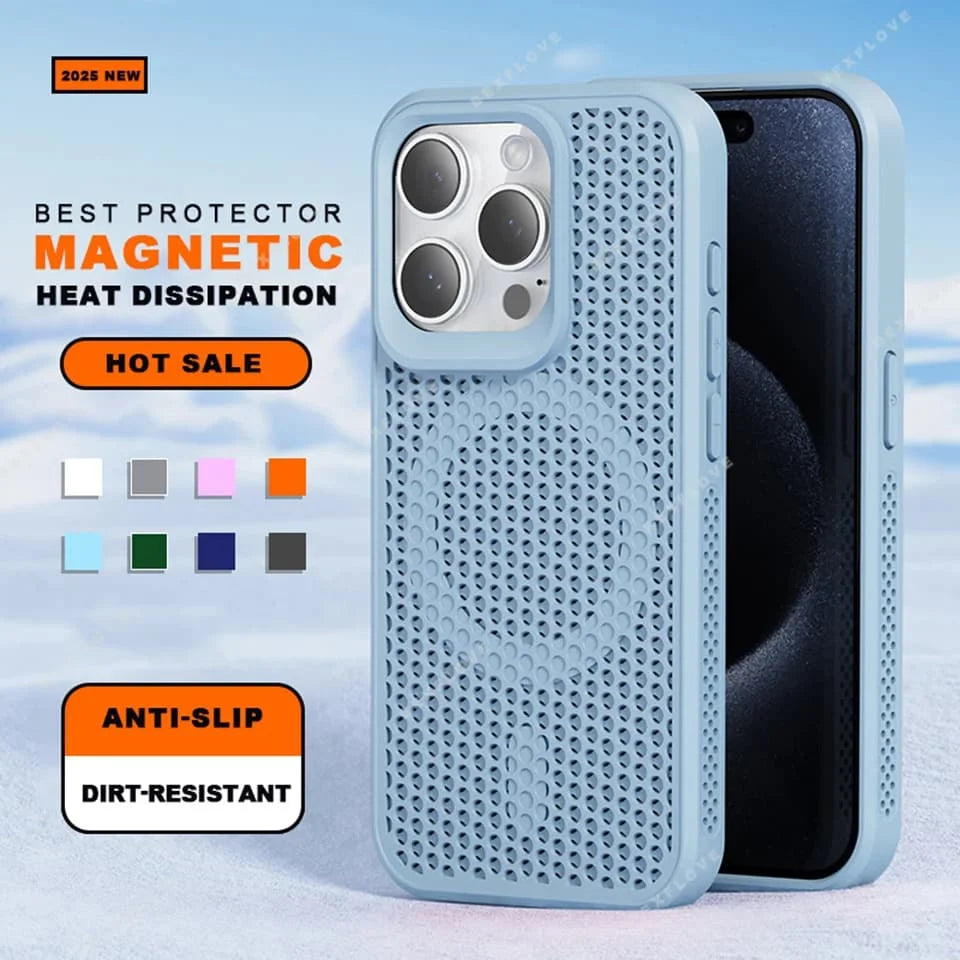 Luxury Matte Heat Dissipation Magnetic Phone Case for iPhone 16 E 15 14 Plus 13 12 11 Pro Max For Magsafe Shockproof Back Cover