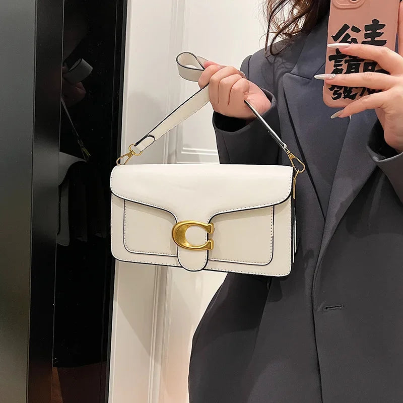 2025 New Women's Pure Color Simple Square Bag Multi-Layer Single Shoulder Bag Minimalist Style