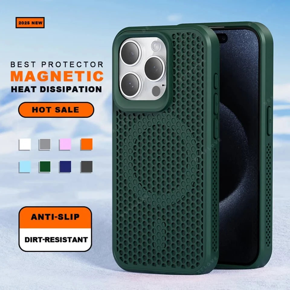 Luxury Matte Heat Dissipation Magnetic Phone Case for iPhone 16 E 15 14 Plus 13 12 11 Pro Max For Magsafe Shockproof Back Cover