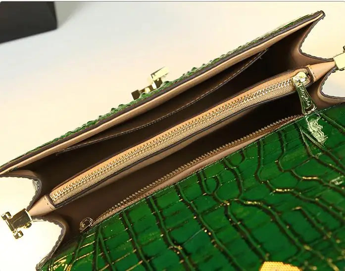 🐊 Luxury Fashion Women's Handbags Genuine Leather Shoulder Crossbody Crocodile Hard Square Portable Messenger Bags