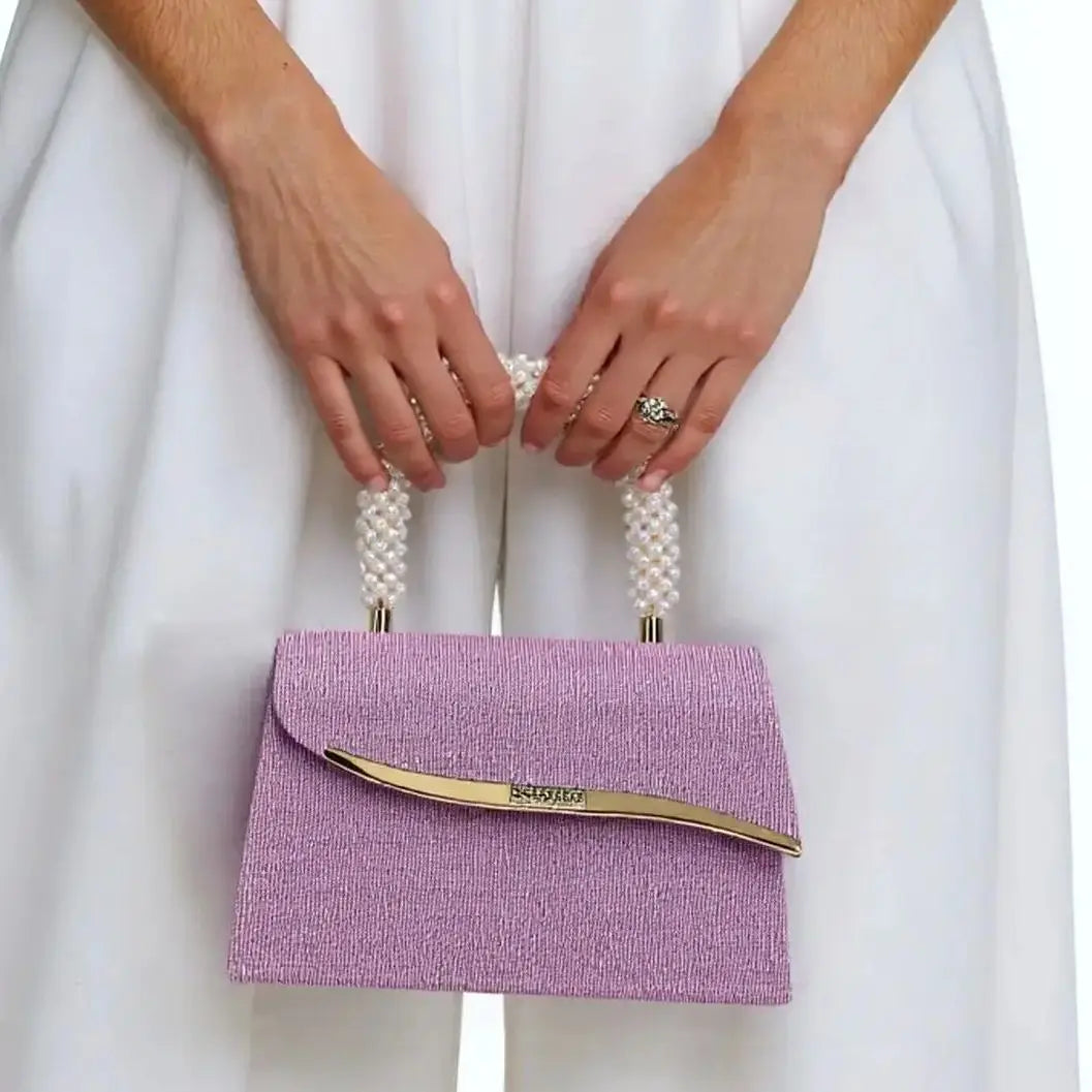 NEW Bucket Design Metal Pearl Glitter Women Evening Sequins Party Handbags Handle Wedding Banquet