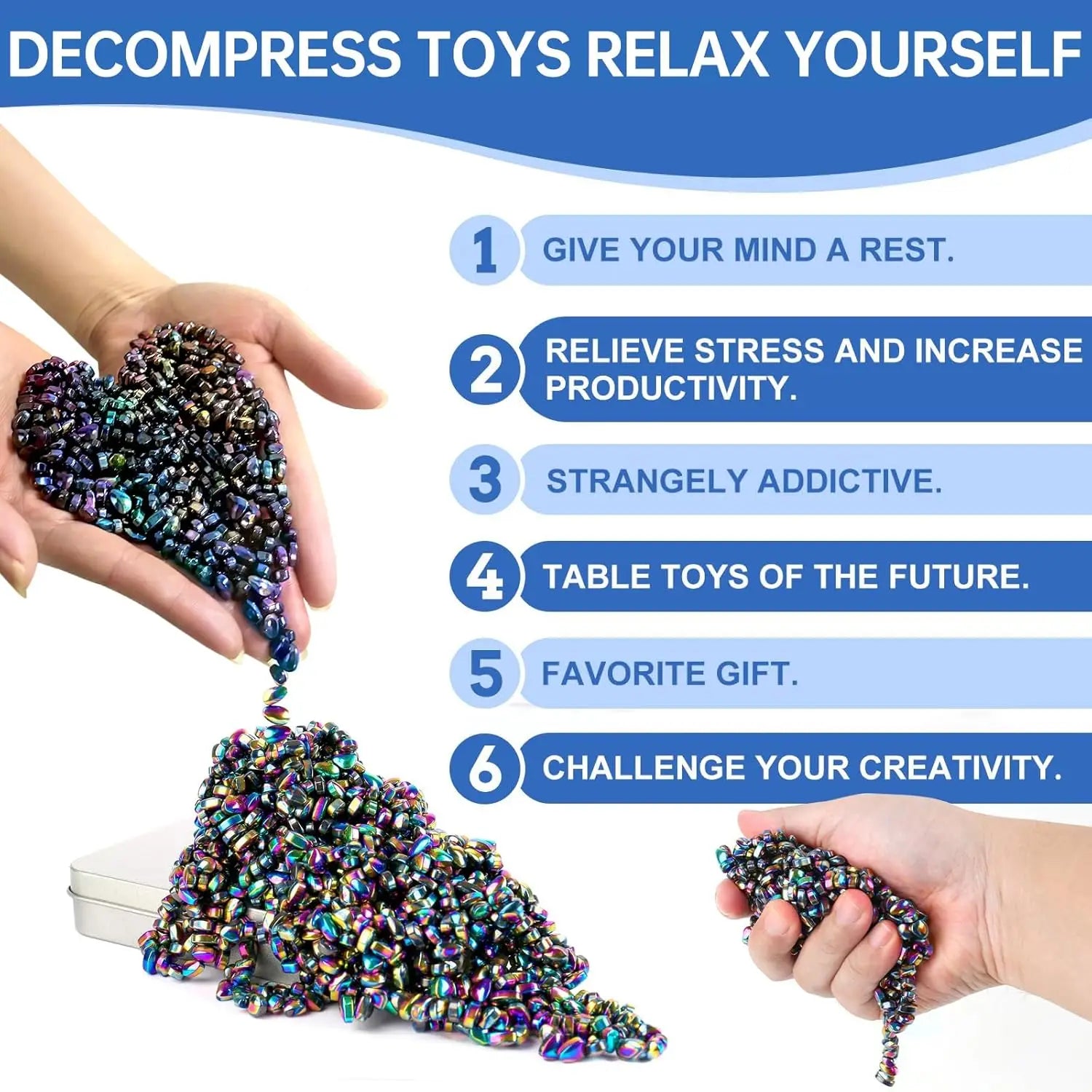 Magnet Stress Toy, Weak Magnetic Fidget Ferrite Putty Anxiety Anti Stress Relief Toys for ADHD Autism EDC Fidgeting Toys