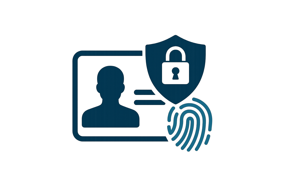 Generate me a fully transparent background image logo icon for personal information security with person identity logo