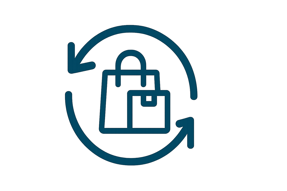 Generate me a fully transparent background image logo icon for return or exchange an item