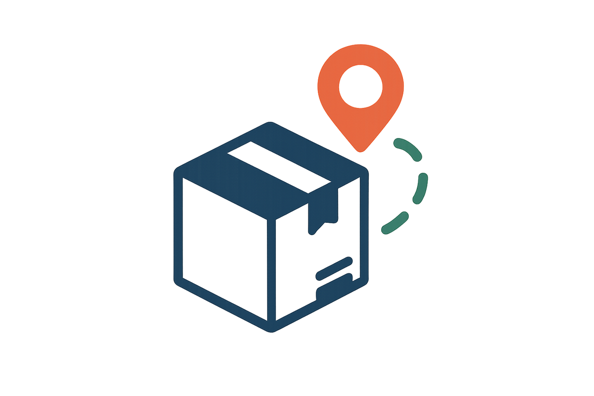 Generate me a fully transparent background image logo icon for tracking package